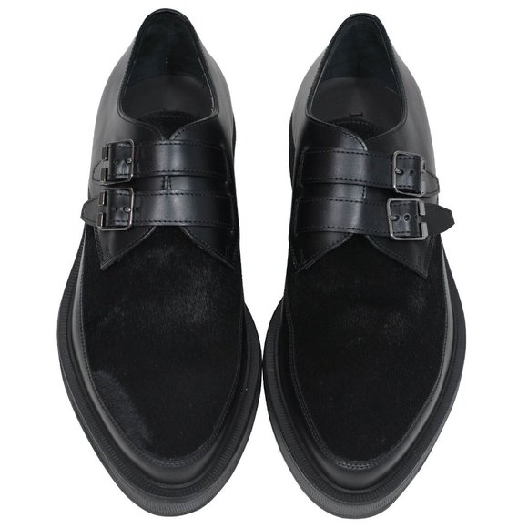 Lanvin Mens Chunky Creeper Derbys 10 L8 Black Leather Pony Hair Dress Monk Strap main image 5